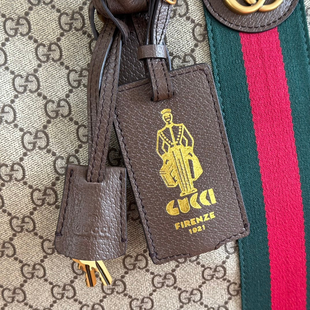 Gucci 25S Savoy Large Bag 48 in Beige and Ebony Supreme Canvas