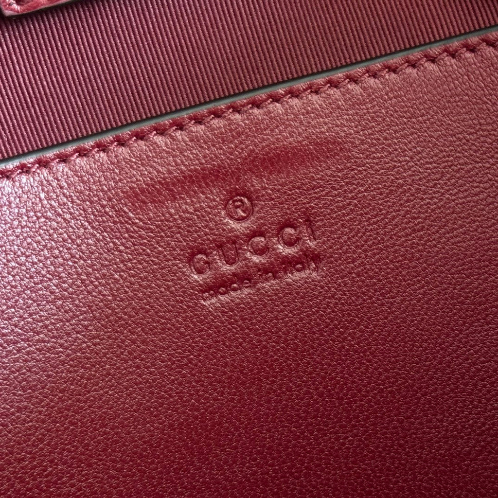 Gucci 25S Small Tote Bag 29 cm in Dark Red Calfskin with Gold Hardware