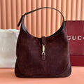 Gucci 25S Jackie Giorno 44 cm in Dark Chocolate Brown Suede Bag