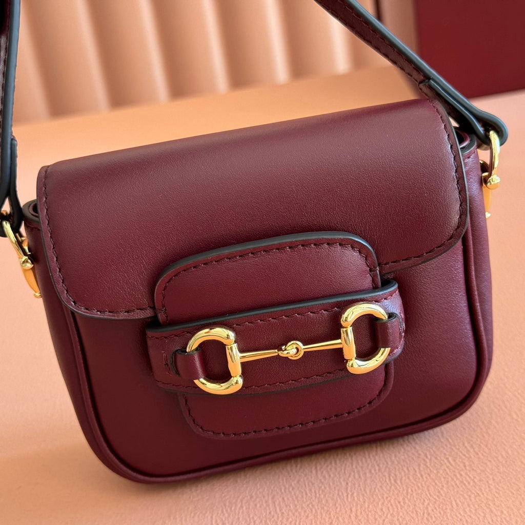 Gucci 26S Horsebit 1955 Bag 13 in Dark Red Calfskin