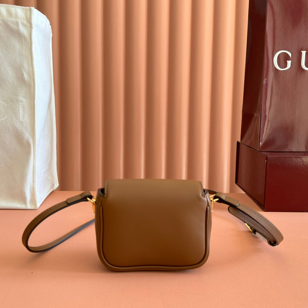 Gucci 26S Horsebit 1955 Bag 13 in Brown Calfskin