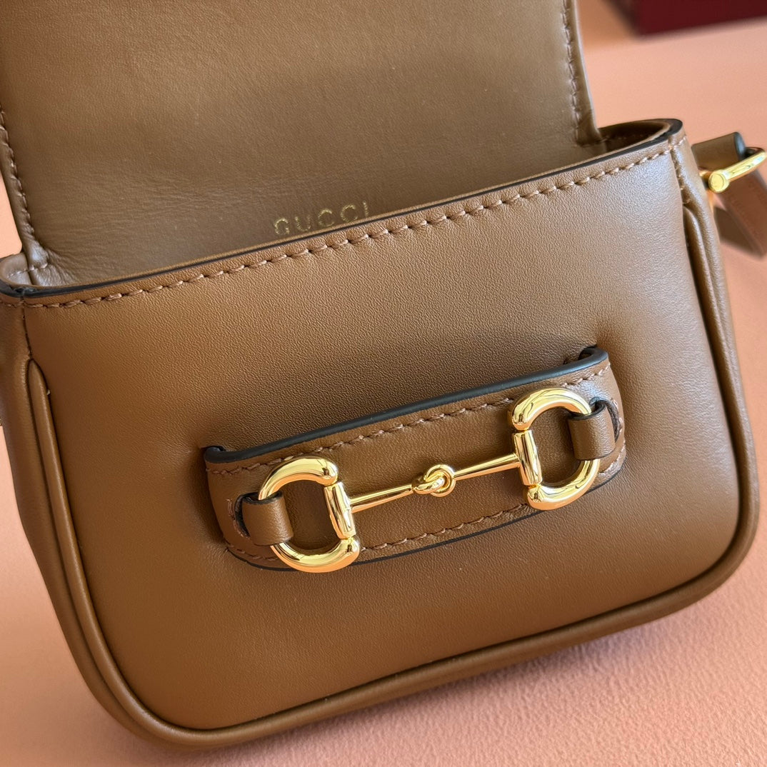 Gucci 26S Horsebit 1955 Bag 13 in Brown Calfskin