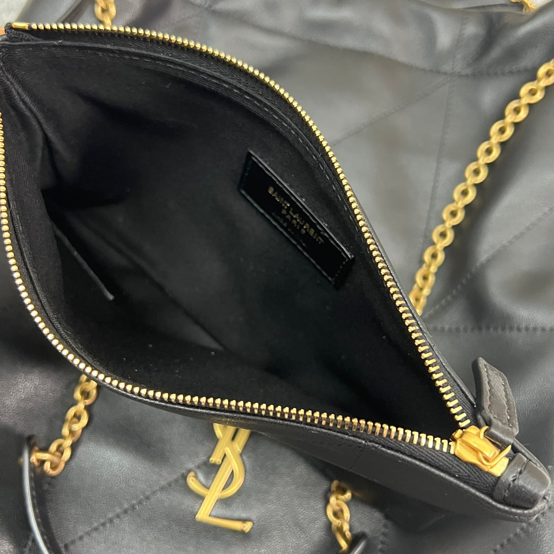 Saint Laurent Jamie Pochon 38 in Black Lambskin Gold Hardware Bag