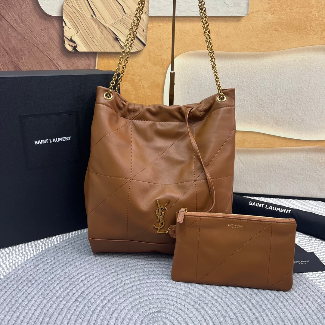 Saint Laurent Jamie Pochon 33 in Bronze Brown Lambskin Gold Hardware Bag