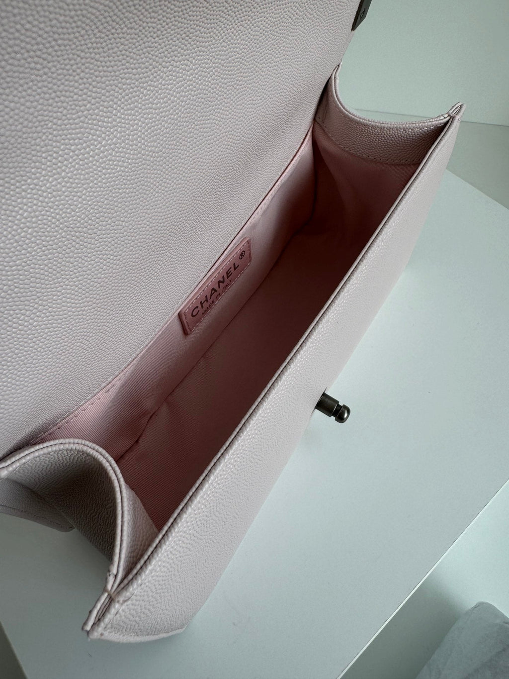 Chanel Boy Bag Medium 25 in Pink Nude Calfskin