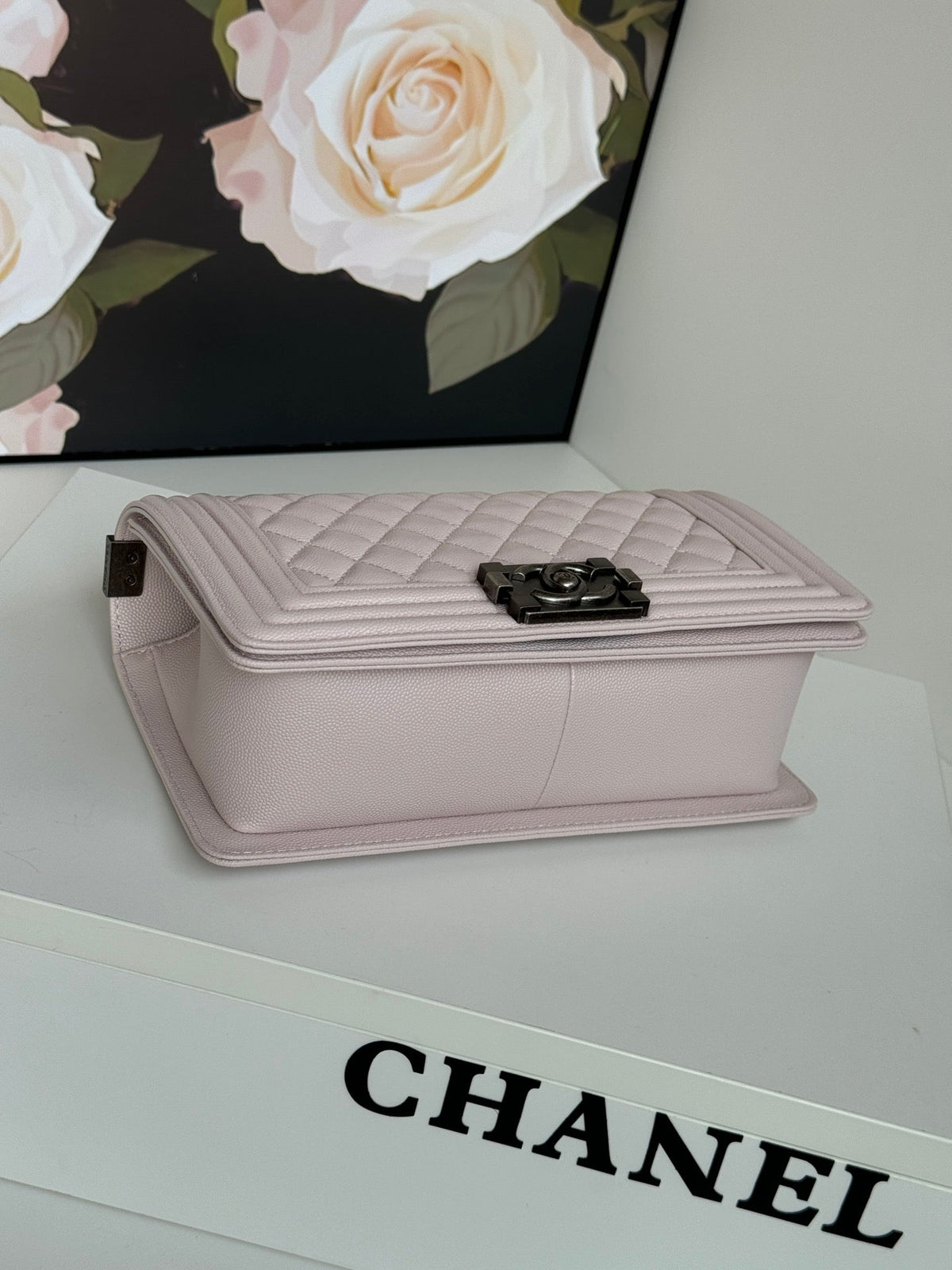 Chanel Boy Bag Medium 25 in Pink Nude Calfskin