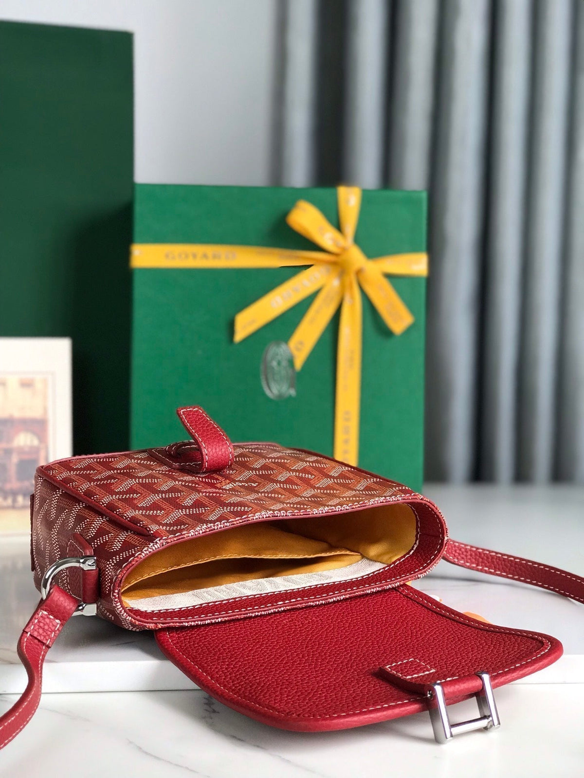 Goyard Grand Bleu 16 in Classic Red Goyardine Canvas and Lambskin Bag