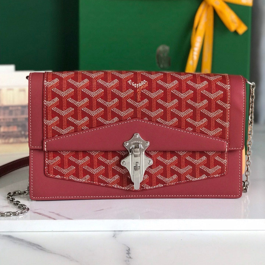 Goyard Duchesse Marie-Caroline Bag 25 in Red Goyardine Canvas and Smooth Calfskin