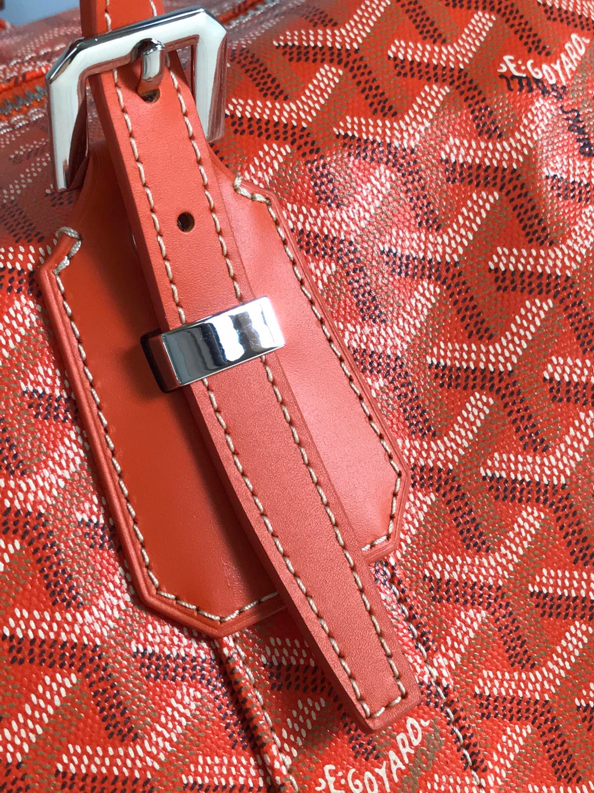 Goyard Boston 50 Bag in Orange Goyardine Canvas and Calfskin Trim