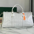 Goyard Boston 50 Bag in White Goyardine Canvas and Calfskin Trim