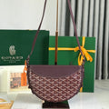 Goyard Hirondelle Bag 25 in Wine Red Lambskin and Goyardine Canvas