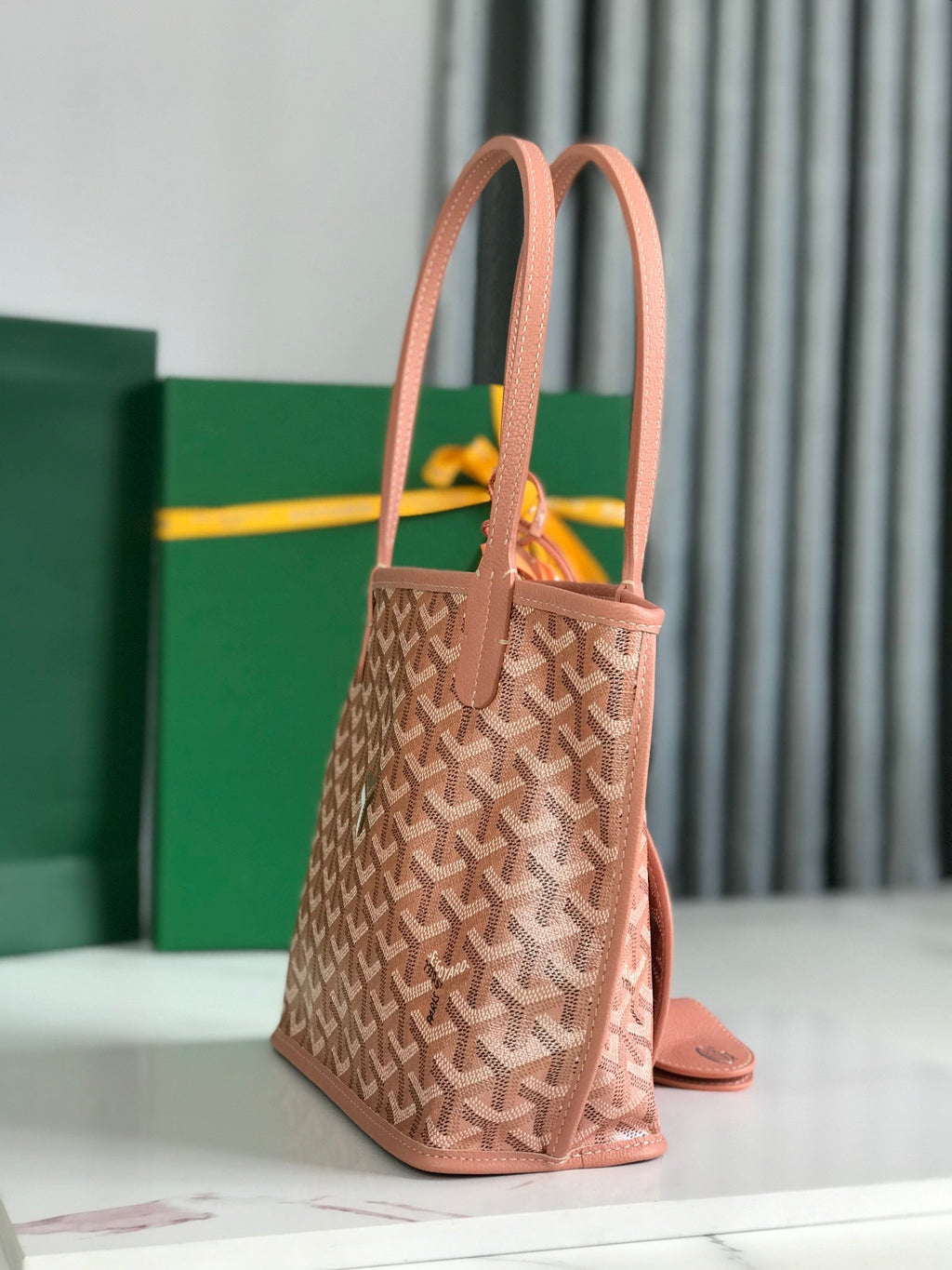 Goyard Anjou Mini Bag 20 in Manhattan Pink Calfskin and Goyardine Canvas