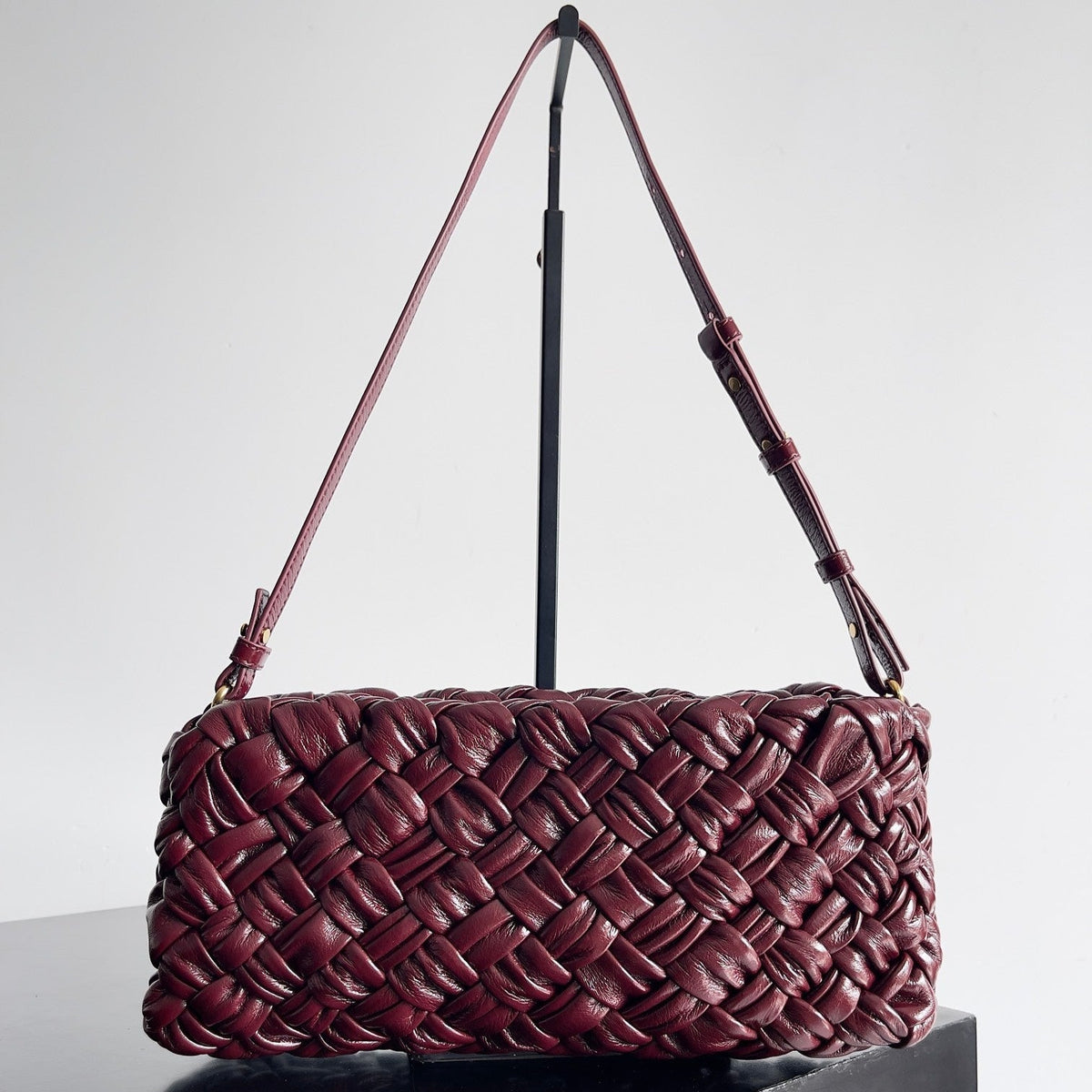 Bottega Veneta Kelimero Cha-Cha Clutch 28.5 in Burgundy Lambskin
