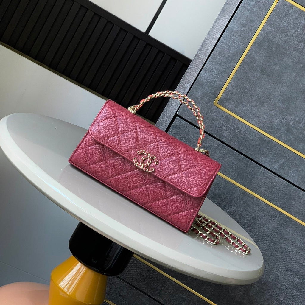 Chanel 25S Kelly Bag 18 in Dark Red Caviar Leather with Gold Hardware