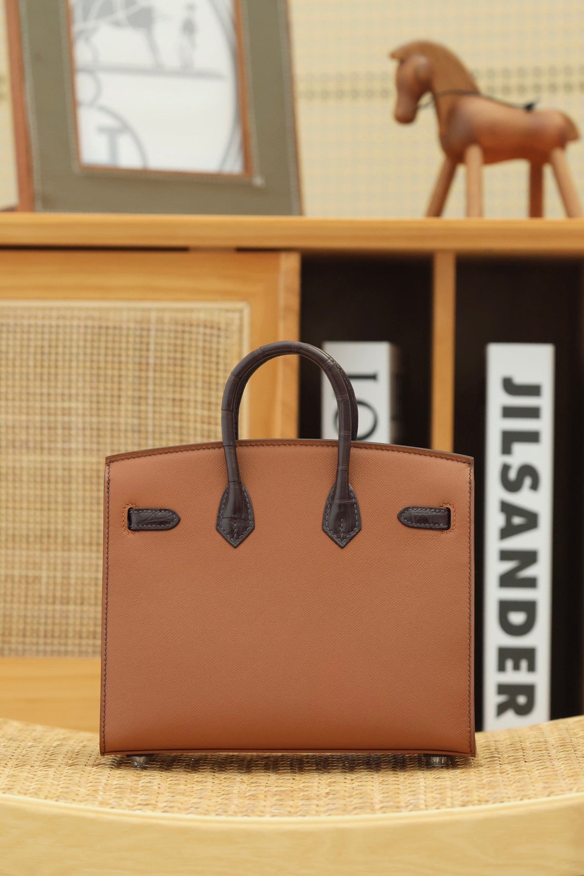 Hermes Birkin Faubourg Touch 20 in Chocolate Mix Bronze Brown Calfskin with Silver Hardware Bag