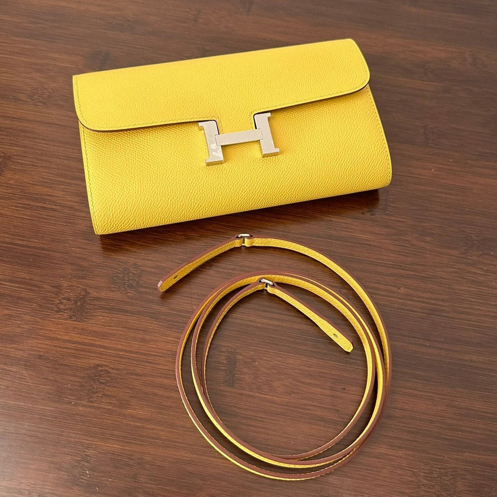 Hermes Constance to Go 20.5 Yellow Epsom Silver Hardware Bag