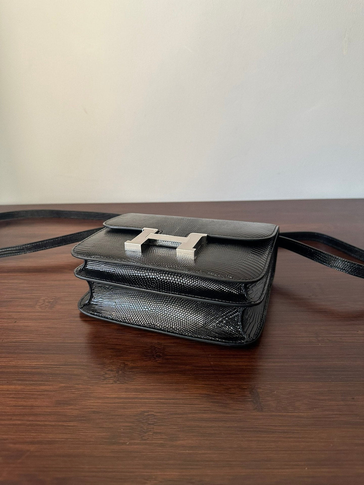 Hermes Constance 18 Black Lizard Silver Hardware Bag