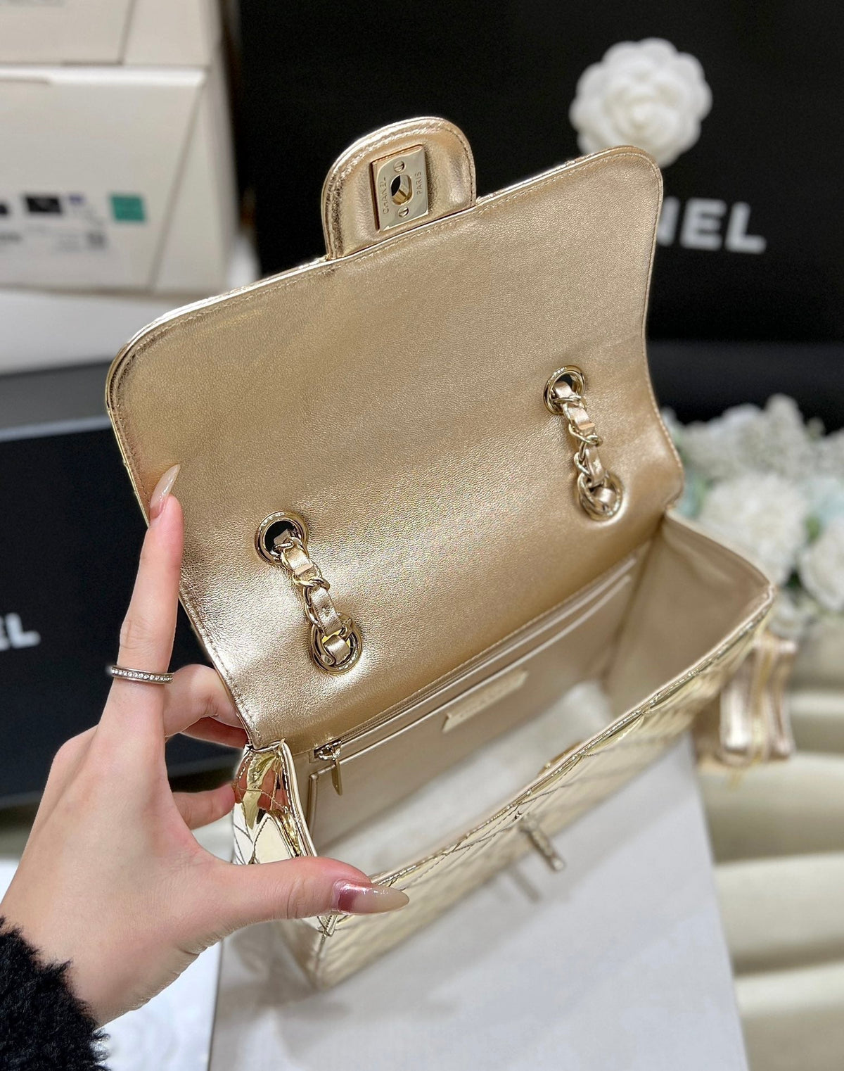 Chanel 25S Star Gold 23 in Metallic Gold Calfskin Bag