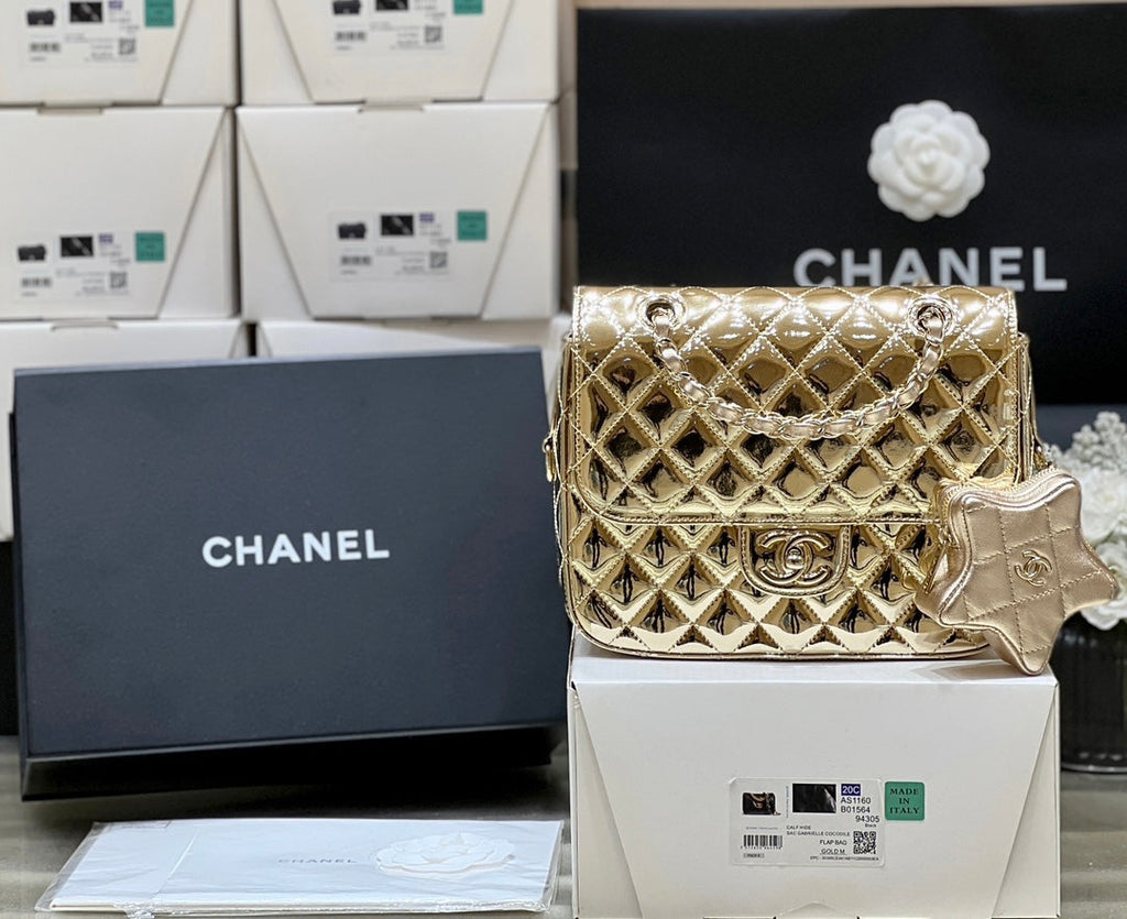 Chanel 25S Star Gold 23 in Metallic Gold Calfskin Bag