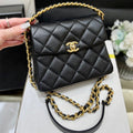 Chanel 25S Tote Crossbody Bag 19 in Black Calfskin with Metal Handle