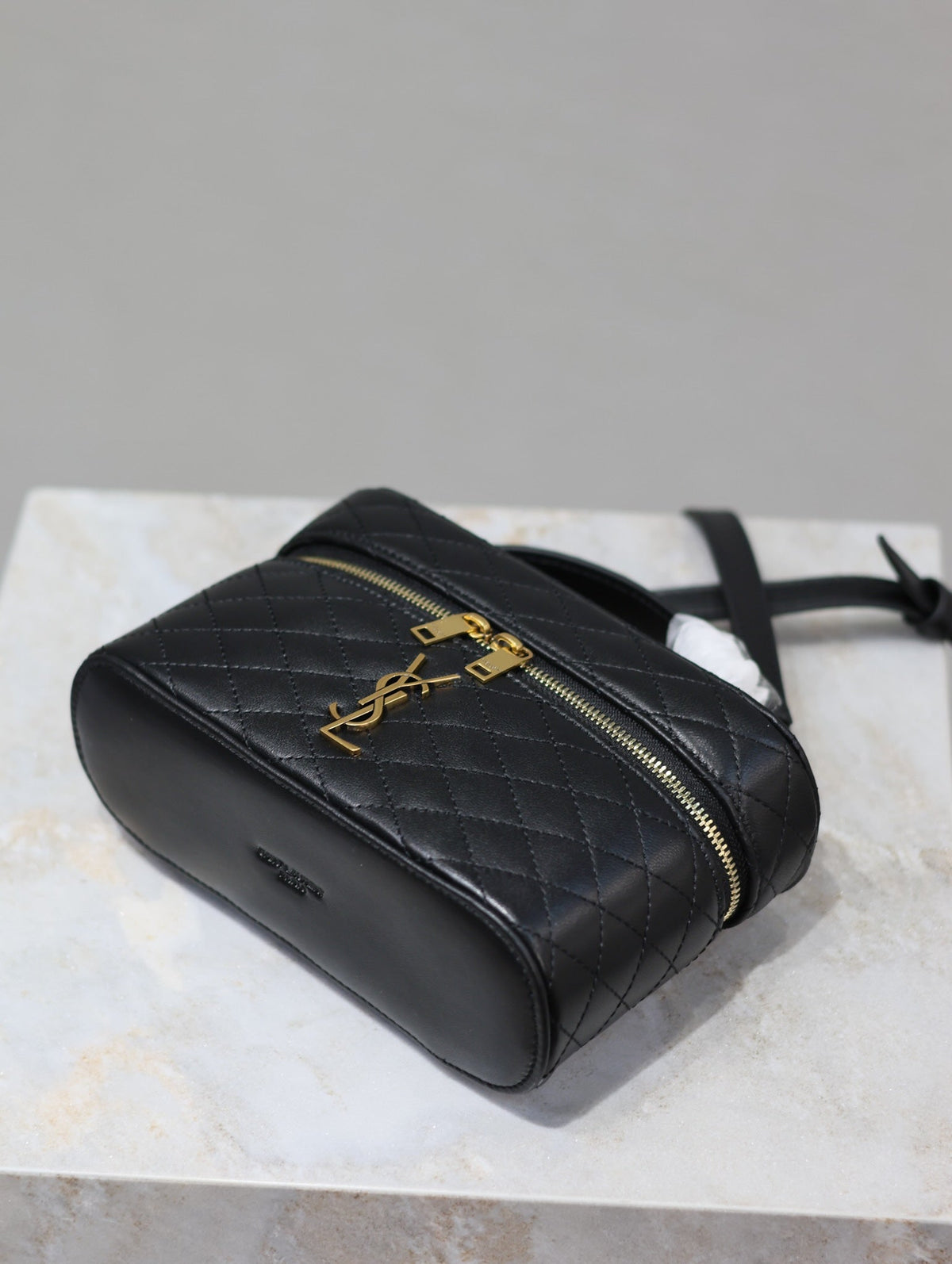 Saint Laurent Gaby Mini Vanity 18 in Black Quilted Lambskin Gold Hardware Bag
