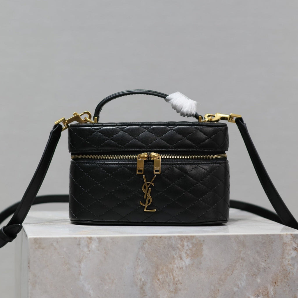 Saint Laurent Gaby Mini Vanity 18 in Black Quilted Lambskin Gold Hardware Bag