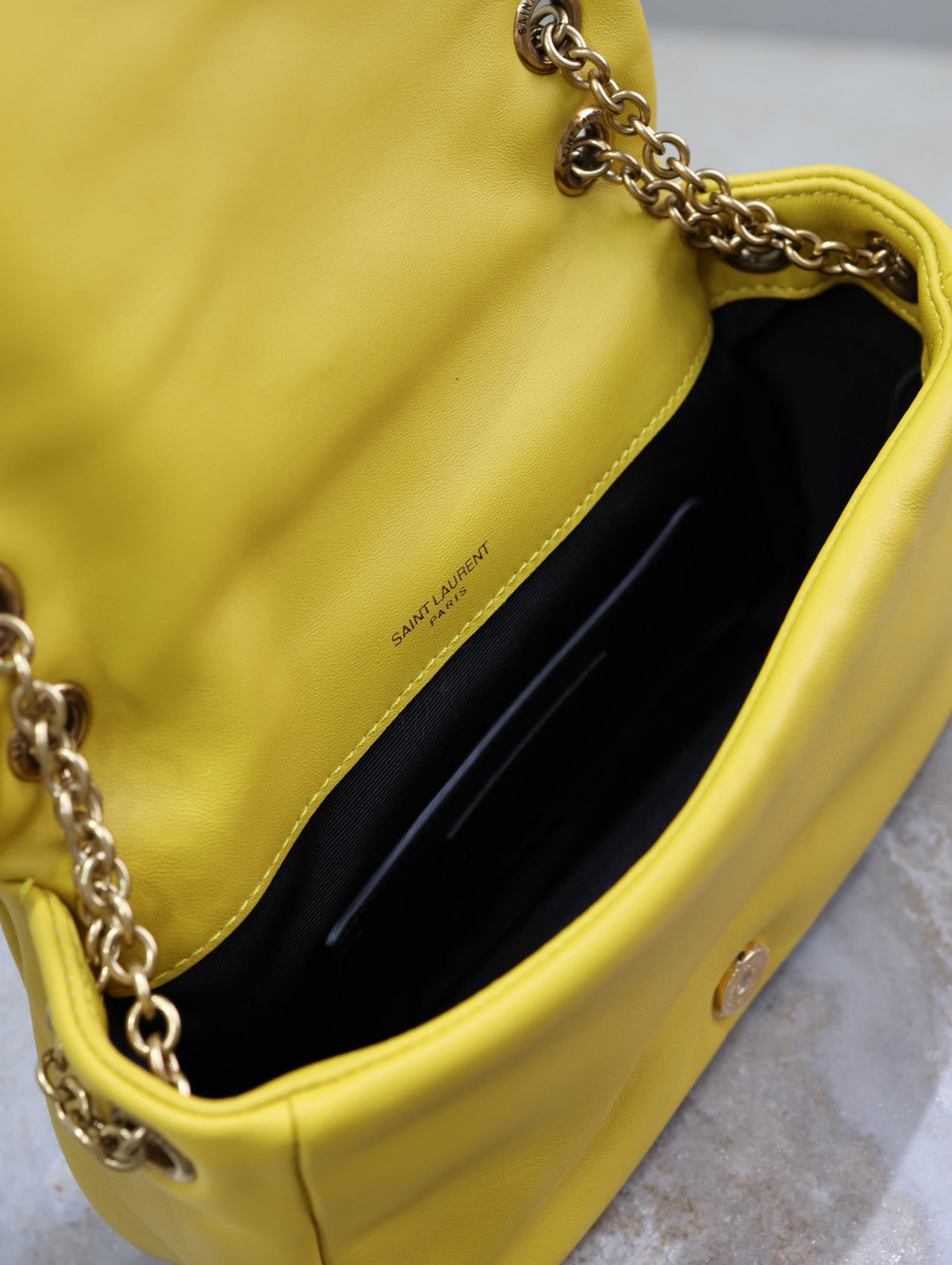 Saint Laurent Jamie 4.3 Mini Bag 20 in Mustard Yellow Lambskin Copper Hardware