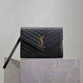 Saint Laurent Cassandre Clutch 21 in Black Lambskin Gold Hardware