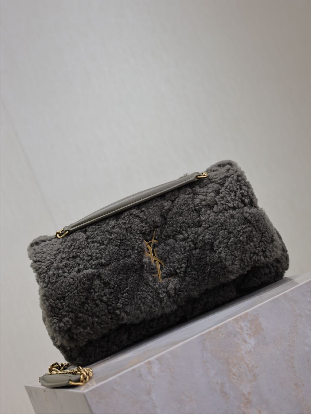 Saint Laurent Jamie Bag 25 in Dark Gray Lamb Wool