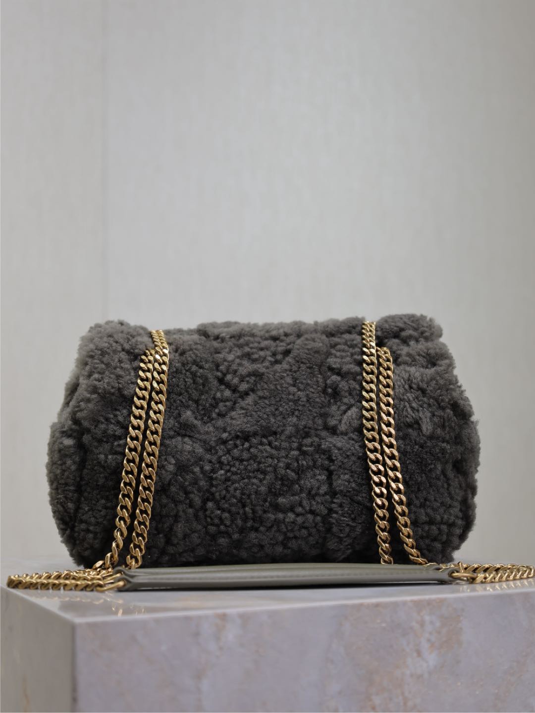 Saint Laurent Jamie Bag 20 in Dark Gray Lamb Wool
