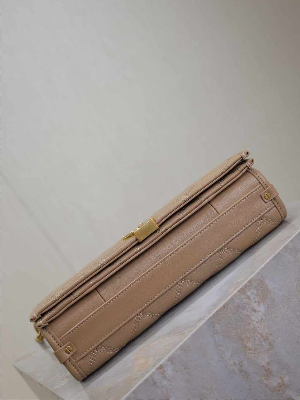 Saint Laurent Becky 25 in Medium Brown Quilted Lambskin Gold Hardware Bag