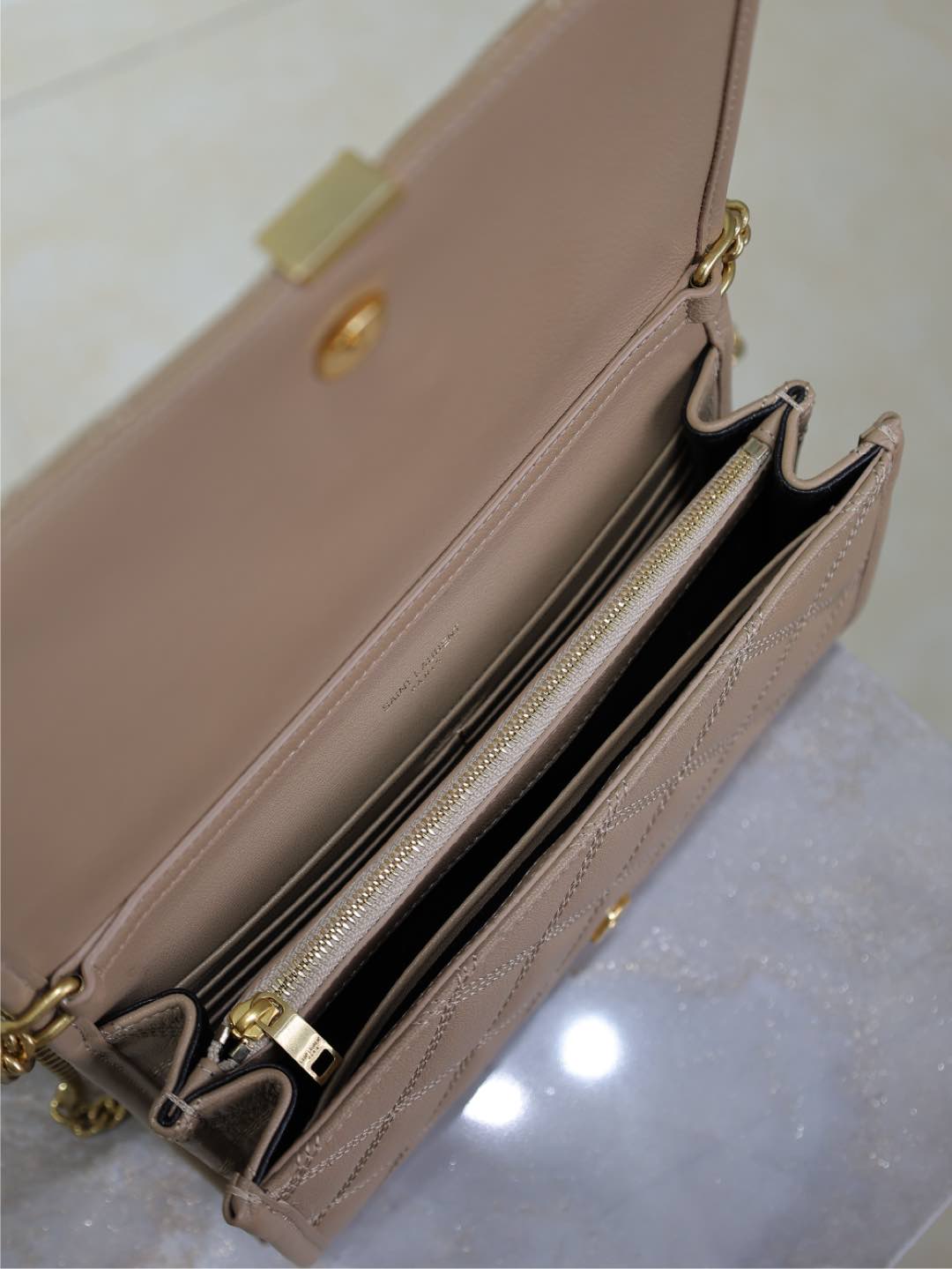 Saint Laurent Becky 22 in Medium Brown Quilted Lambskin Gold Hardware Bag