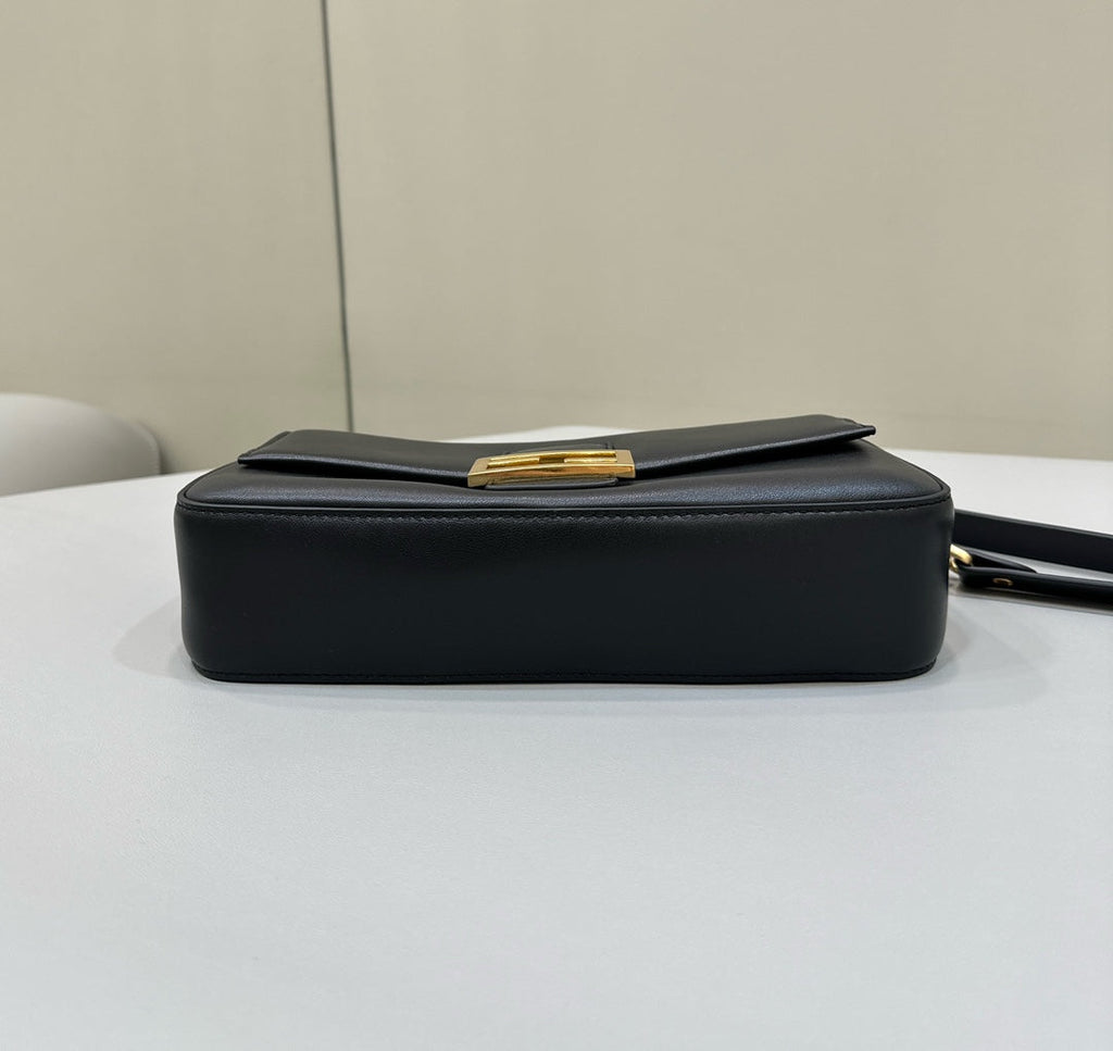 Baguette 27 in Black Smooth Calfskin Gold Hardware