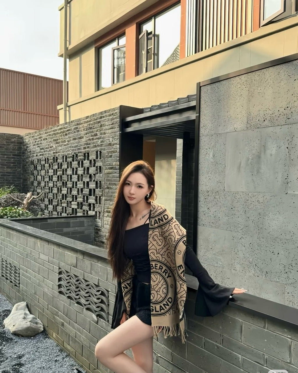 Burberry Reversible Check Monogram Scarf — model