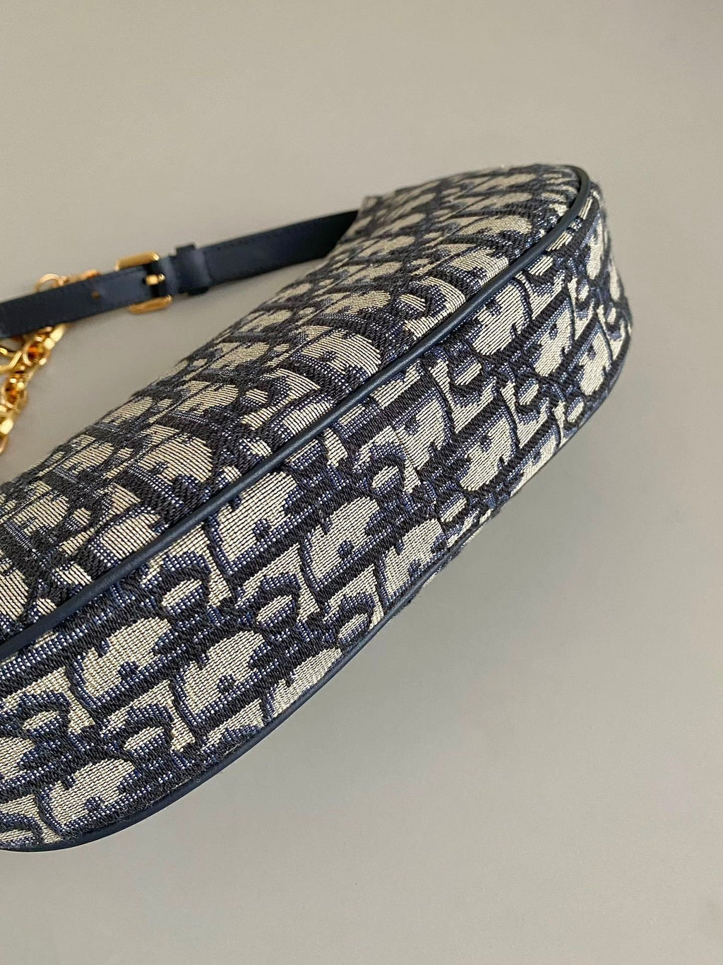 Dior CD Lounge 26cm Blue Oblique Embroidery Bag