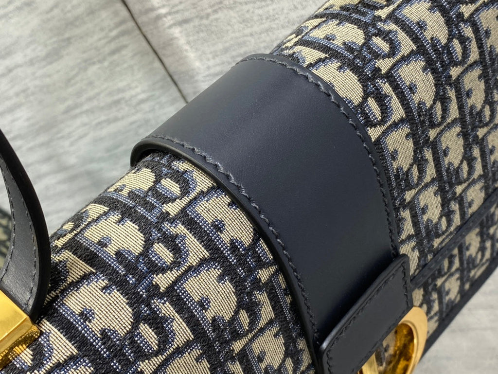 Dior 30 Montaigne 24cm Blue Oblique Embroidery Bag