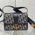 Dior 30 Montaigne 21cm Blue Oblique Embroidery Bag