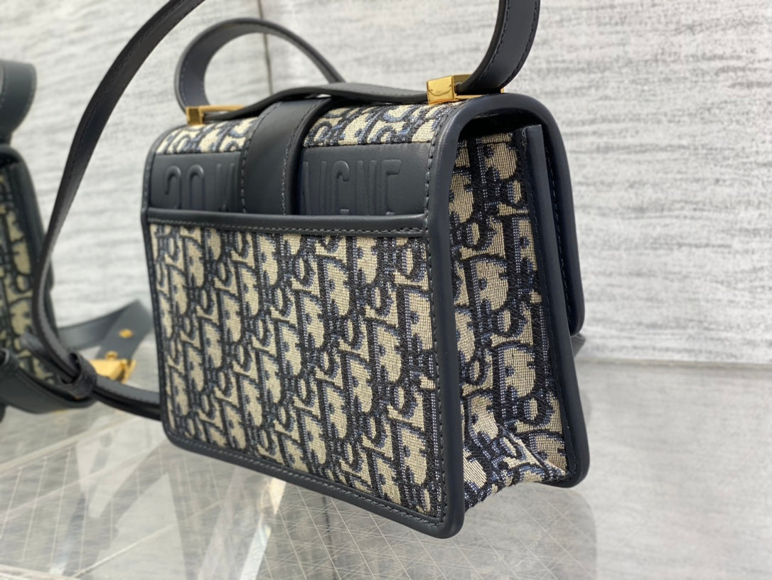 Dior 30 Montaigne 21cm Blue Oblique Embroidery Bag