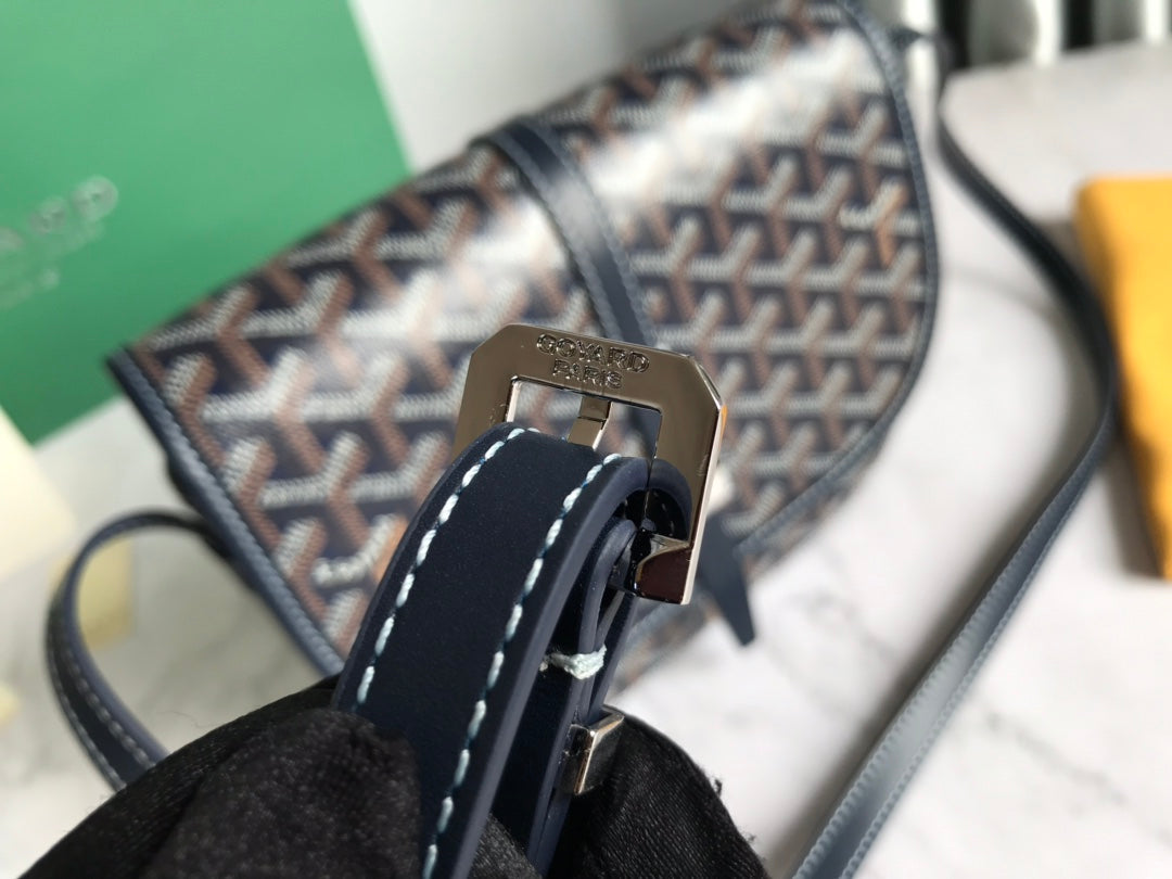 Goyard Belvedere PM Bag 21cm Navy Blue Canvas